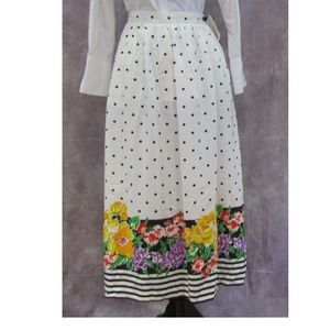 NEW Vintage Personal Polka Dot Floral Skirt 14